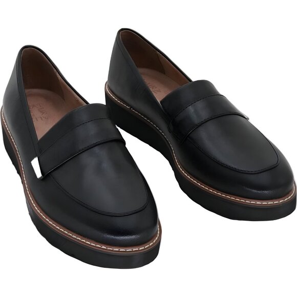 Naturalizer Adiline Black Leather Lug Sole Loafers Women 10.5M - Picture 1 of 6